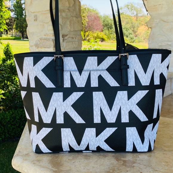 Michael Kors jet set MK Graphic logo handbag Signature tote &wallet NWT - Picture 5 of 11